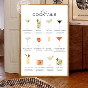Classic Cocktail Recipes Poster | Digital Download | Modern Bar Cart Wall Art - Etsy Canada