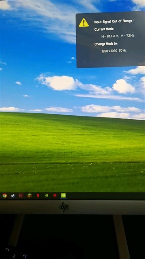 I want to overclock my monitor from 60hz to 75hz but its automatically show this message " input signal out of range " everytime i do it but my monitor still run 75hz fine please help ( the monitor is hp 22es)