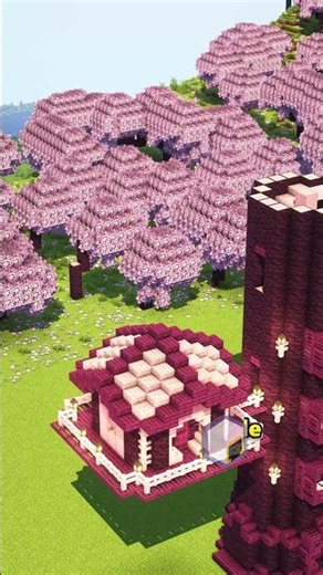 Minecraft Easy Cherry Tree House🌸 - Sereyka.com🔗 #shorts