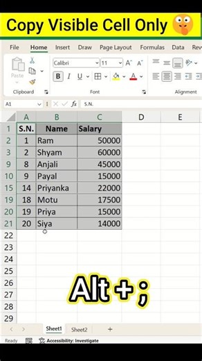 Excel Visible Cells Copy Trick 😱 Interview-Level Shortcut