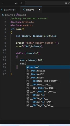 Binary to Decimal | C language |#coding #code #programming #beginners #shortsfeed #shorts #viral