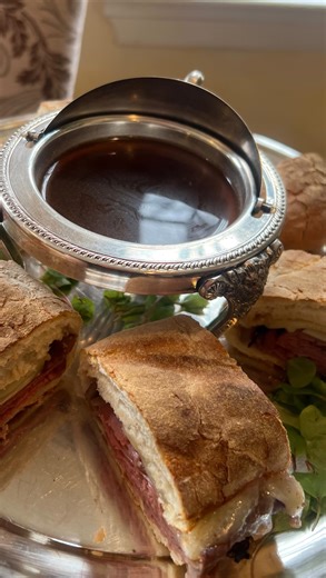 Behind the scenes deliciousness 👩‍🍳 Prepping our mini French dip sandwiches! Slow roasted beef, melty cheese, perfectly toasted rolls and of course, plenty of au jus. Small in size, big on flavor! | Catering by Erin McMahon