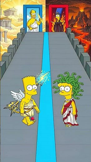 Cupid Bart VS Medusa Lisa The Simpsons