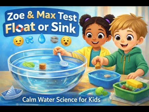 Zoe & Max Test Float or Sink 🥣💧 | Calm Water Science for Kids (Density + Shape)