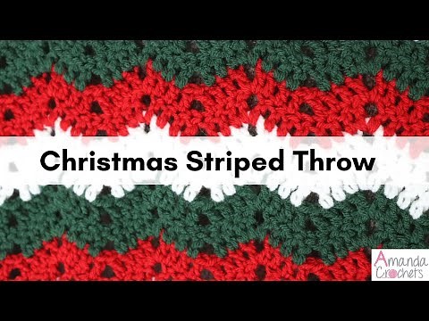 Christmas Striped Throw | Holiday Blanket | Ripple Stitch Blanket | Easy Crochet Blanket Tutorial
