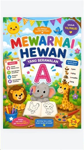 Mewarna Hewan Yang Berawalan Huruf A #mewarnai #worksheetanak #shorts