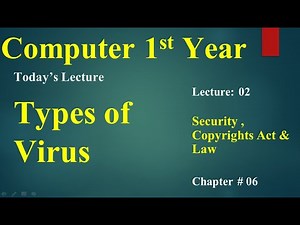 computer 1st year chapter no 06 lecture no 2 types of Virus