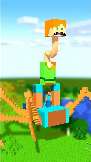 Steve the Giant Caterpillar!!!??? - Alex and Steve Adventures #minecraft #shorts