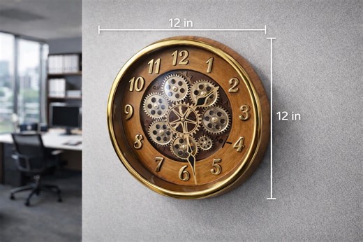 Mechanical-style Wall Clock Featuring Moving Golden Gears Within a Wooden-look Frame - Etsy
