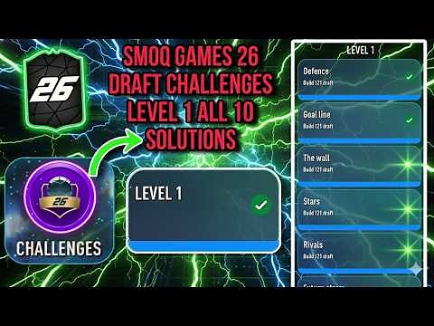 SMOQ GAMES 26 DRAFT CHALLENGE LEVEL 1 ANSWERS | Smoq Games 26 Mini Games | Full Walkthrough