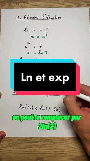 Résolution d'équations avec Ln et Exp - Cours de Maths pour Terminale