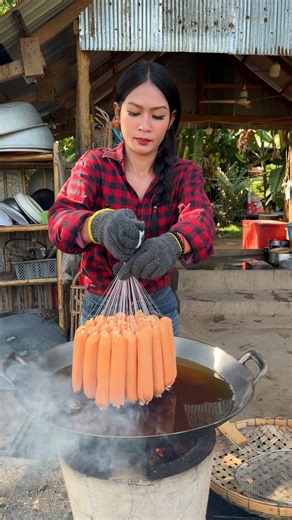 Cooking deep fried hot dog recipe | Handcraft