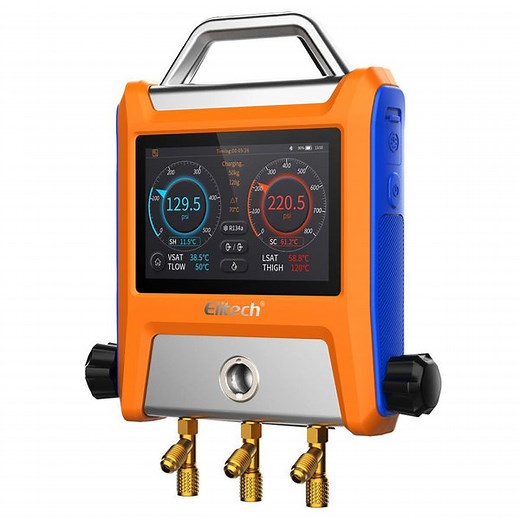 Elitech EMG-20V Intelligent HVAC Digital Manifold 2 Valves with 5” Smart Touch Screen