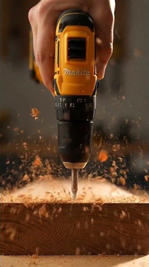 Makita Power Drill Drilling into Wood | Super Satisfying Woodworking Tool Demo #shortvideo