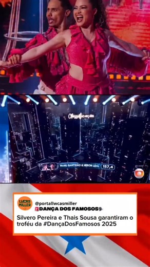 Lwcas Miller | Modelo Paraense on Instagram: "🏆 Dança dos Famosos 2025 tem campeão! Silvero Pereira e Thais Sousa brilharam na grande final e levaram para casa o troféu do Dança dos Famosos 2025! A dupla conquistou o público, o júri e garantiu o topo do pódio com uma apresentação marcante neste domingo. Em segundo lugar ficaram Wanessa Camargo e Diego Basilio, enquanto Manu Bahtidão e Heron Leal fecharam o pódio na terceira colocação após uma disputa equilibrada até o último minuto. 👏🔥 Foi no