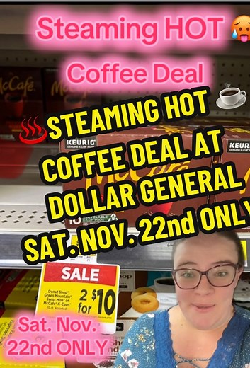 ♨️☕️Steaming HOT deal on Coffee! 50% OFF this Sat. Nov. 22nd at the Dollar General! Looking for the printable breakdown? Check the comments or the pinned video on the top of my page! Let me know what coffee combination you score! #coffeedeal #dgdeals #dollargeneralcouponing #couponingforbeginners #couponing101 | Couponing with Kay