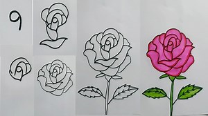18K views · 451 reactions | How to draw a rose with number 9 very easy trick for kids | Using number 9 easy drawing | Priyanka creative guru | Facebook