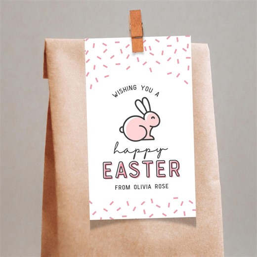 Cute Easter Tags, Editable Easter Bunny Tag, Teacher & Kids Easter Favors (canva Template) - Etsy