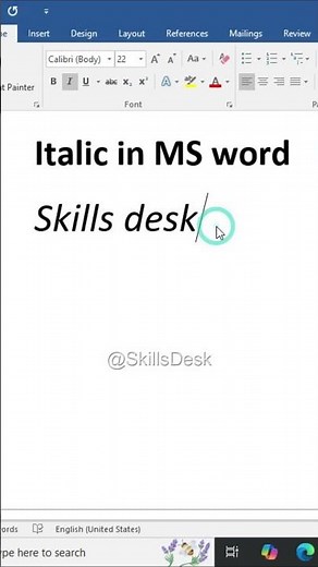 Italic in MS Word | Easy Tutorial for Beginners 🔥#MSWord