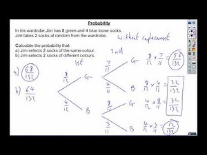 Probability Tree Diagrams: Without Replacement Example 2