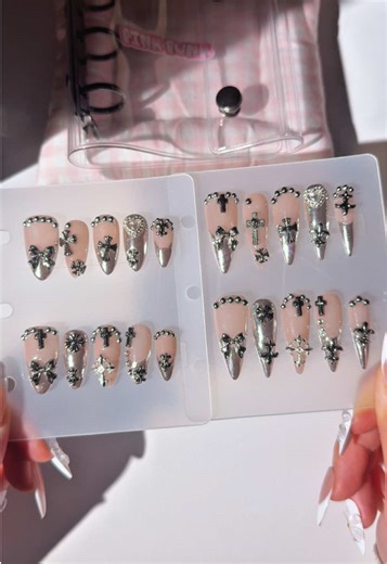 ASMR packing nails 🩶 #nails #nail #pressonnails #fakenails #pack