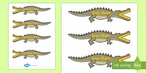 Crocodile Themed Greater Than & Less Than Signs