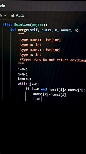 merge sorted array in python leetcode 1 #leetcode #python #coding #pythonprogramming #viral