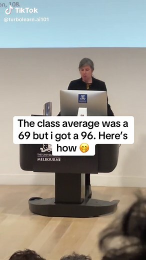 The class average was 69 but i got 96. Wanna know how? #fypシ゚viral #uni #college #aitools #studywithme #universitylife #aiforschool #studyhacks #studysmarter #studysmart #turbolearnai #notetaking