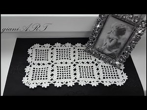 Easy Table Runner Crochet pattern | Filet square motifs