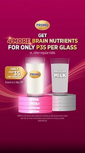 PROMIL® has 4 MORE brain nutrients (vs. other regular milks) to nurture 4 Brain Development Milestones. For only Php 665 per pack (based on 600g SRP), your Gifted Kid gets clinically proven brain nutrients MOS , Lutein, Choline, and DHA. Go #4MORE with PROMIL®, together with a healthy lifestyle and balanced diet! Shop now! ASC Ref. No. W0065P012125P | Promil