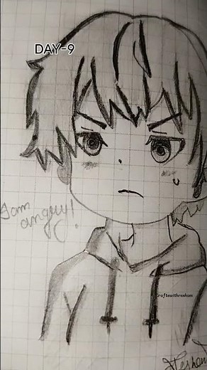 DAY 9 • Angry Chibi Boy 😤🎨 | Anime Drawing Challenge #youtubejourney #animeart #challenge #trending