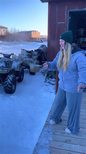 Well you could still hear the water fall so I guess I didn’t let it cool off enough or it isn’t cold enough 😂 #alaska #alaskalife #winter #arctic #fyp