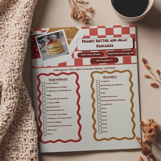 Simple Recipe Card Template Customizable and Printable - Etsy