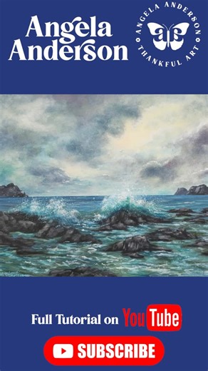 Angela Anderson on Instagram: "“Stormy Seas” acrylic painting tutorial! 🌊🌊🌊 full tutorial on our YouTube channel! 🎨❤️ Full tutorial: https://www.youtube.com/live/pxxBRua5Sws?si=T2-qYuFEbBHyCrO1 #painting #oceanart #oceanartist #epicpainting #epicart #princetonbrush #fredrixcanvas"