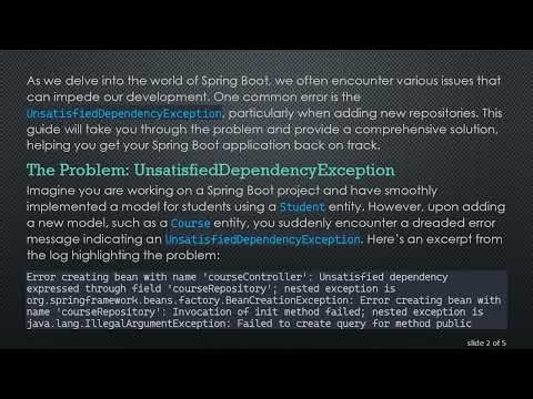 Fixing the UnsatisfiedDependencyException in Spring Boot: Understanding Repository Issues