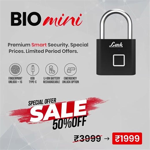 Unlock in 1 Second! Link Smart Bio Mini Fingerprint Padlock