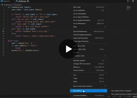 #codsoft #artificialintelligence #internship #ai #python #chatbot #learning #engineeringstudents | Kummari Spoorthy