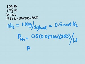 A mixture of 1.00 g of H2 and 1.00 g of He exerts a pressure of 0.480 atm . What is the partial pressure of each gas present in the mixture? | Numerade