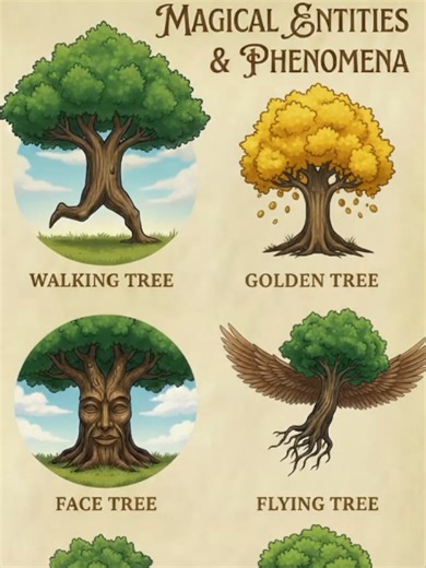 Magical Trees That Shouldn’t Exist 🌳✨#magicaltrees #fantasytree #walkingtree #flyingtree #goldentree