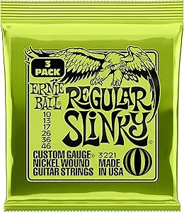 Ernie Ball Regular Slinky Nickel Wound Electric Guitar Strings 3-pack, 10-46 Gauge (P03221)