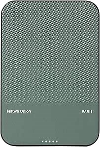 Native Union (Re)Classic Power Bank | Magnetic - MagSafe Compatible 5000mAh 15W Portable Charger - USB-C Cable Included - Compatible with iPhone Air, 17 Pro Max, AirPods Pro Gen 3 & More (Slate Green)