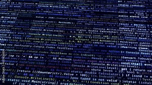 Abstract colorful blinking and changing lines of a programing code on a dark background background. Animation. Concept of artificial intelligence and computer science, seamless loop. Stock Video