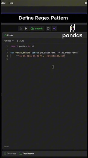 Validate Emails in 1 Line! 🐍 Pandas Regex Trick (Leetcode 1517) #shorts