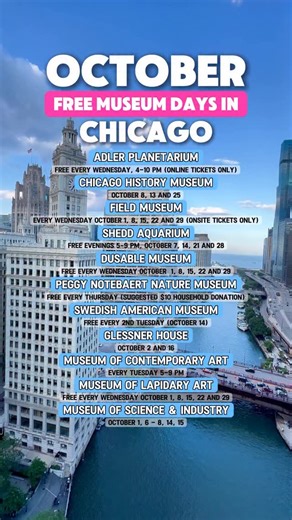 6.7K views · 207 reactions |  Free Museum Days in Chicago – October...