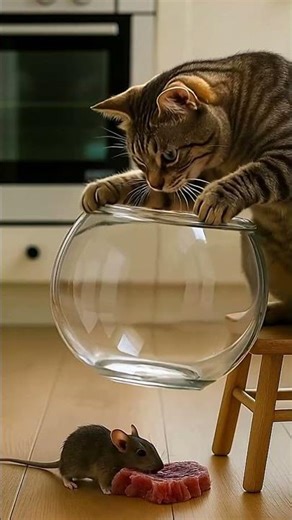 No Escape This Time? Cat Uses a Fish Tank Against the Tricky Mouse! #catvideos #cat #funnycat