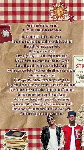 Nothin' On You - B.o.B, Bruno Mars (lyrics)