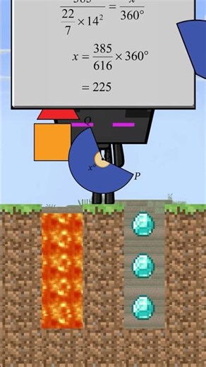 Mathematics vs. Minecraft Lava or Diamonds Treasure Short-Area of a Sector