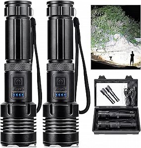Flashlights 990,000 High Lumens 2 Pack, Super Bright LED Rechargeable Flashlight, 5 Modes, IPX7 Waterproof Flah Light for Camping