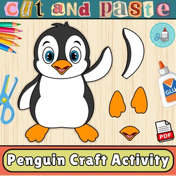 Penguin Craft Template-Winter Animal Bulletin Board Craft-Cut & Paste for Kids