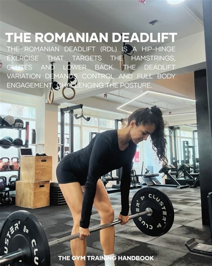 The Gym on Instagram: "The Romanian Deadlift (RDL) This deadlift variation is a great exercise, delivering development to the posterior chain and athletic potential. This signature movement is forces full body tension from start to finish - lowering injury risk, improves posture and builds functional core stability. A core aspect of our programming that allows for longevity and sustainable performance."
